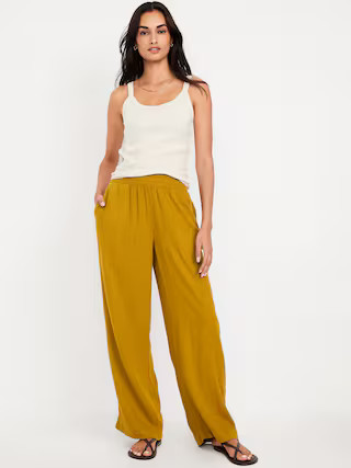 High-Waisted Linen-Blend Wide-Leg Pants | Old Navy (US)