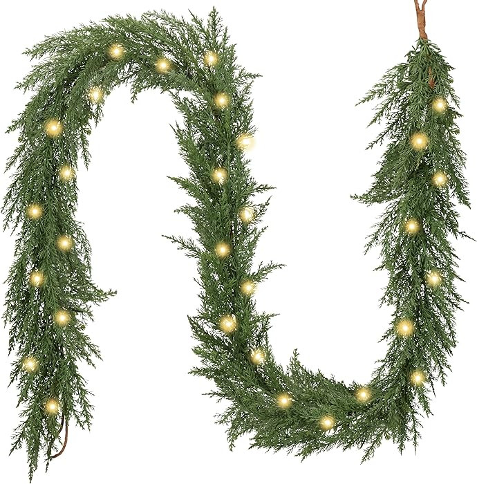 Valery Madelyn 6 Ft Artificial Norfolk Pine Garland for Mantle, Real Tough Christmas Cedar Garlan... | Amazon (US)
