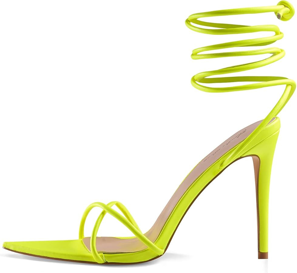 Elisabet Tang Heeled Sandals, Women's Sexy Strappy 4.3 inch Stilettos High Heels Lace Up Heeled S... | Amazon (US)