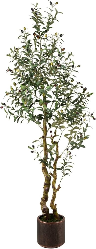 6FT Realistic Artificial Olive Tree with Fruits & Leaves-Premium Faux Tree for Modern Home, Livin... | Amazon (US)