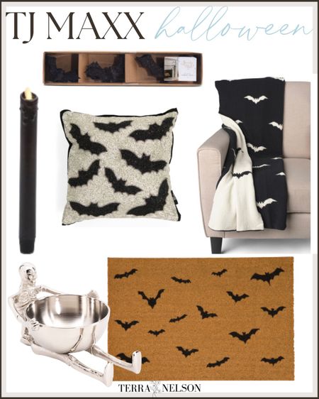 Where’s all my TJ Maxx lovers?? 

Their Halloween section is full of the cutest scary chic and I am here for it! 

How great is this bat pillow and throw?? Don’t forget the matching doormat! 

#LTKHalloween #LTKSeasonal #LTKhome