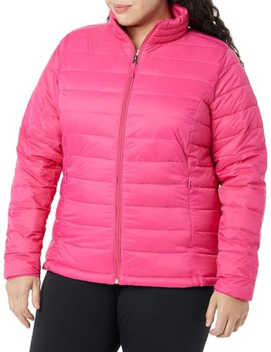 Amazon Essentials Women's Lightweight Long-Sleeve Water-Resistant Packable Puffer Jacket (Available in Plus Size), Hot Pink, Large | Amazon (US)