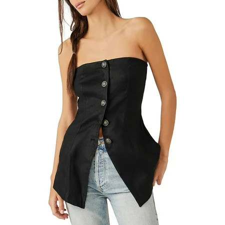 Free People Womens Between Us Linen Longline Strapless Top | Walmart (US)