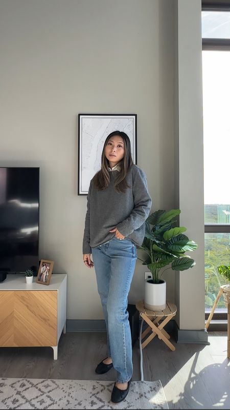 Casual chic outfit idea // white button up shirt, gray cashmere sweater, straight leg jeans // everyday style, casual style, Parisian chic, French stylee

#LTKstyletip #LTKfindsunder50 #LTKfindsunder100