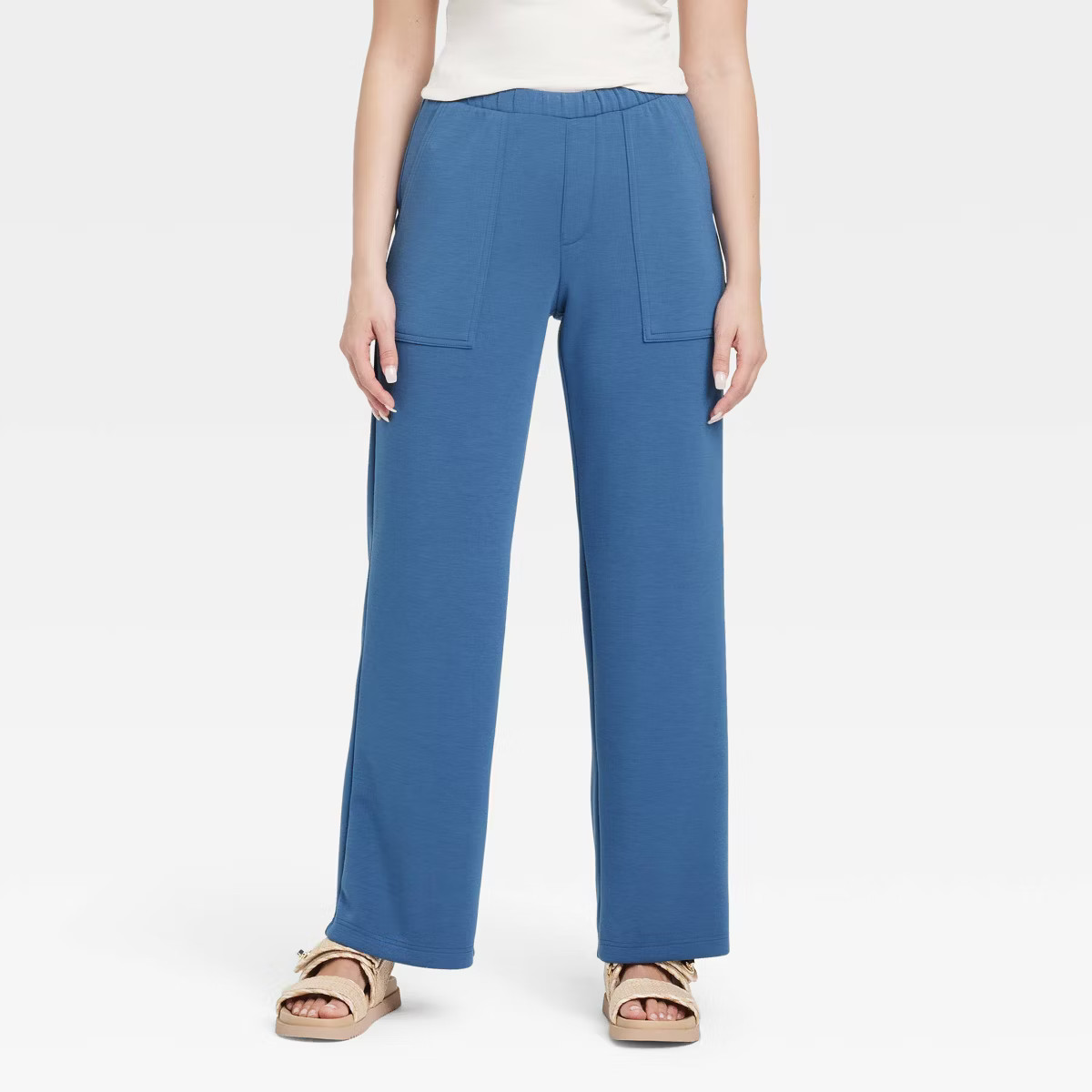 Women's Mid-Rise Sandwash Pull-On Knit Leisure Utility Pants - A New Day™ Blue M | Target