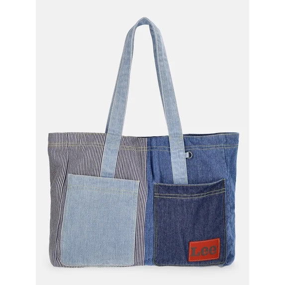 Kacey Lee Women's Denim Tote Bag, Hickory Stripe and Patchwork | Walmart (US)