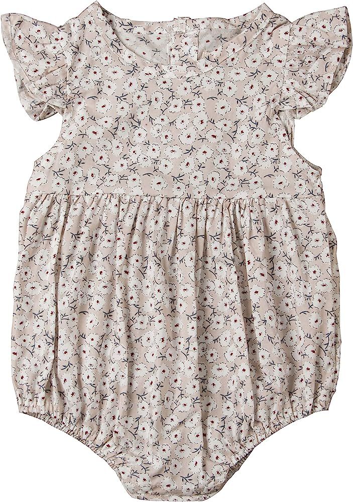 Toddler Baby Girls Floral Print Ruffled Sleeve Onesies Romper Bodysuit Baby Summer Jumpsuit Onesie O | Amazon (US)