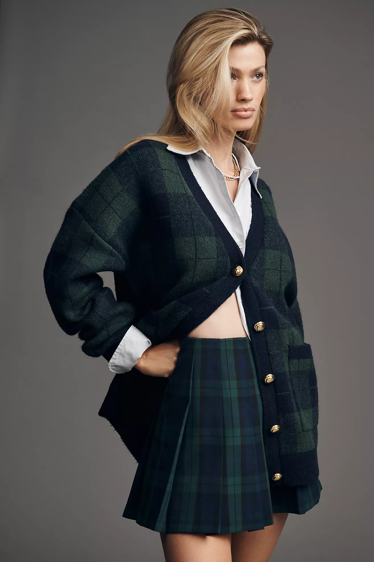 English Factory Oversized Plaid Cardigan Sweater | Anthropologie (US)