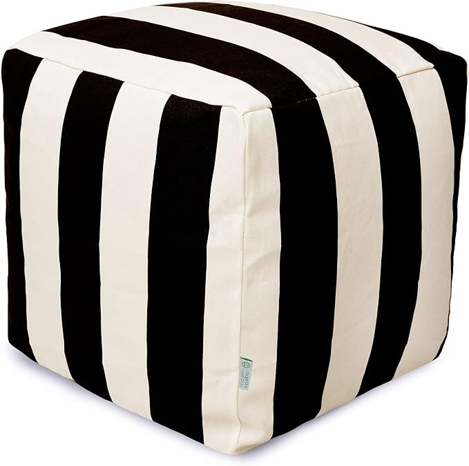 Majestic Home Goods Vertical Stripes Indoor/Outdoor Stuffed 17x17x17 Inches-Bean Bag Floor Foot R... | Amazon (US)