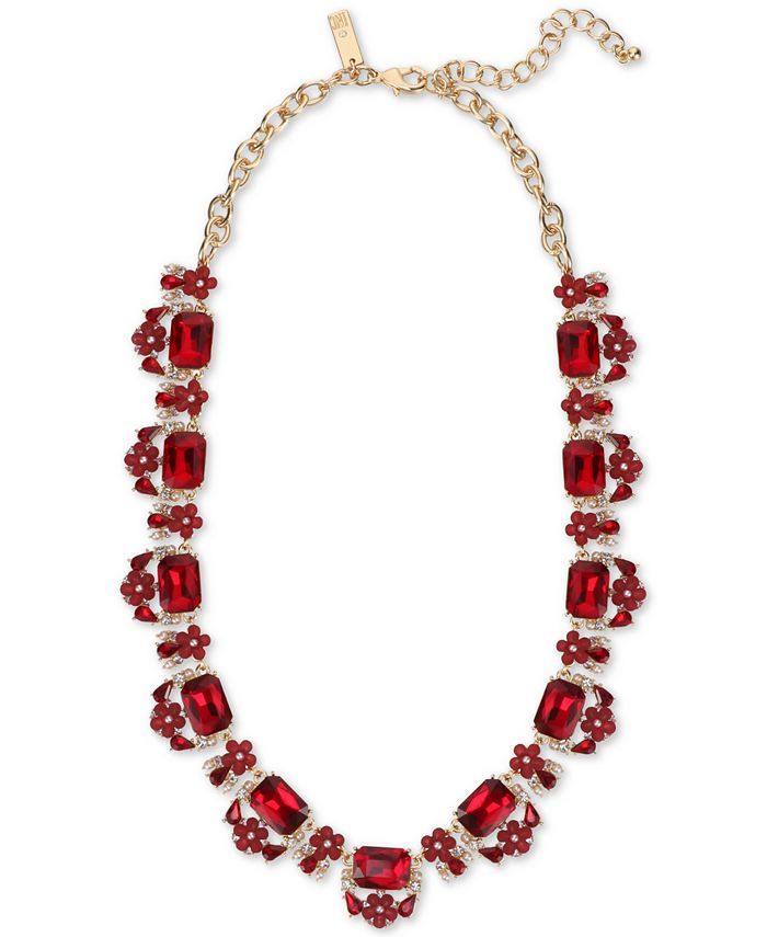 INC International Concepts Gold-Tone Red Stone & Imitation Pearl All Around Necklace, 19 | Macys (US)