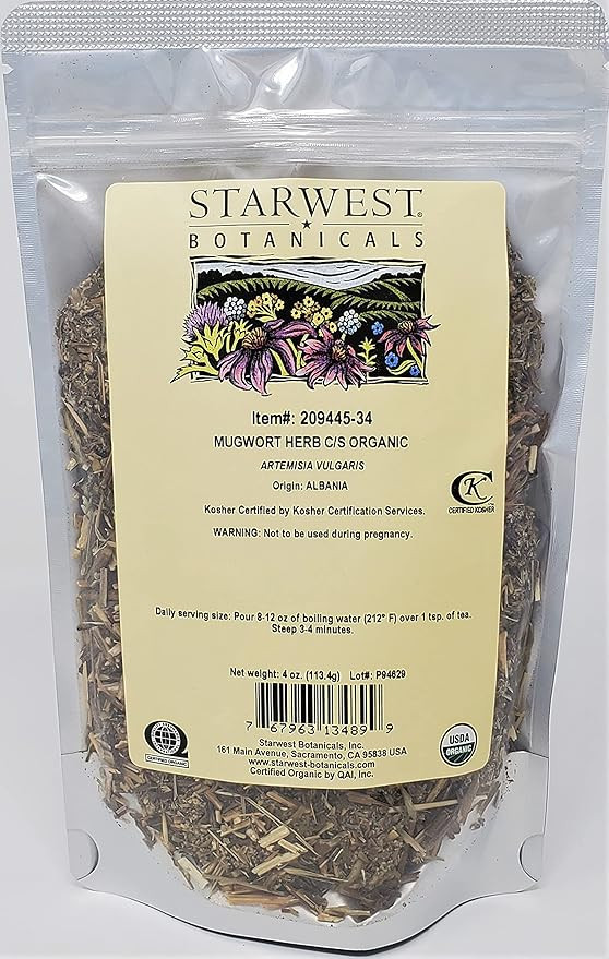 Starwest Botanicals Organic Mugwort Herb Cut & Sifted, 4 Ounces | Amazon (US)