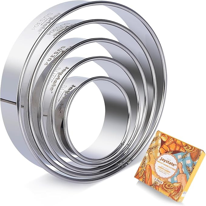 Round Cookie Cutters Set - 5 Piece - 5.71" 4.92" 4.13" 3.35" 2.56" Large Size Circle Cookie Cutte... | Amazon (US)