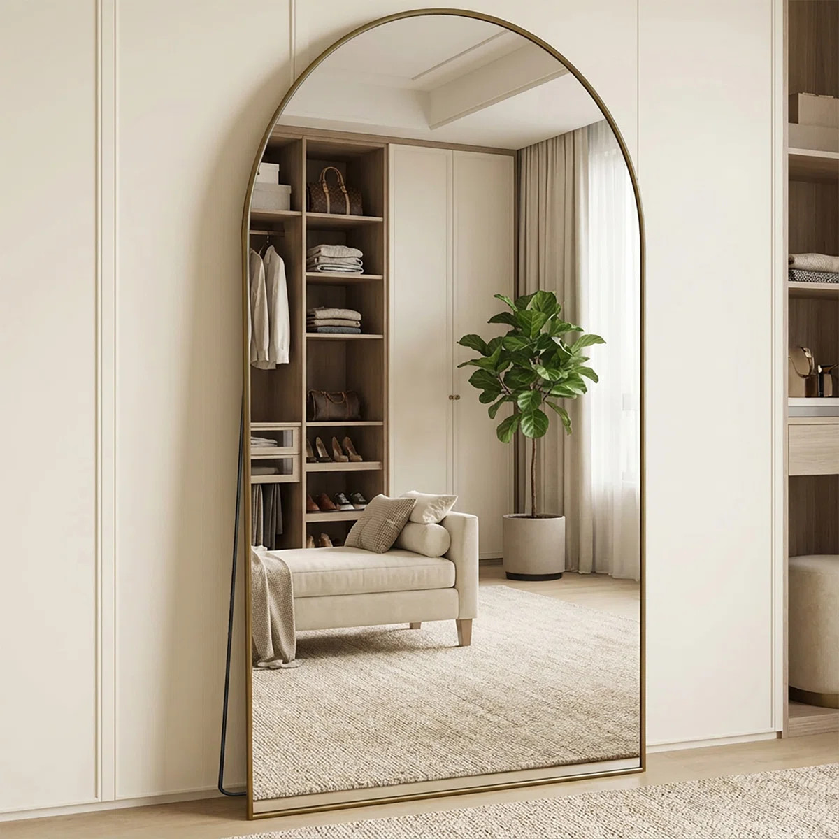 Large Oversized Arched Floor Mirror With Stand, Wall Mirror | Wayfair North America