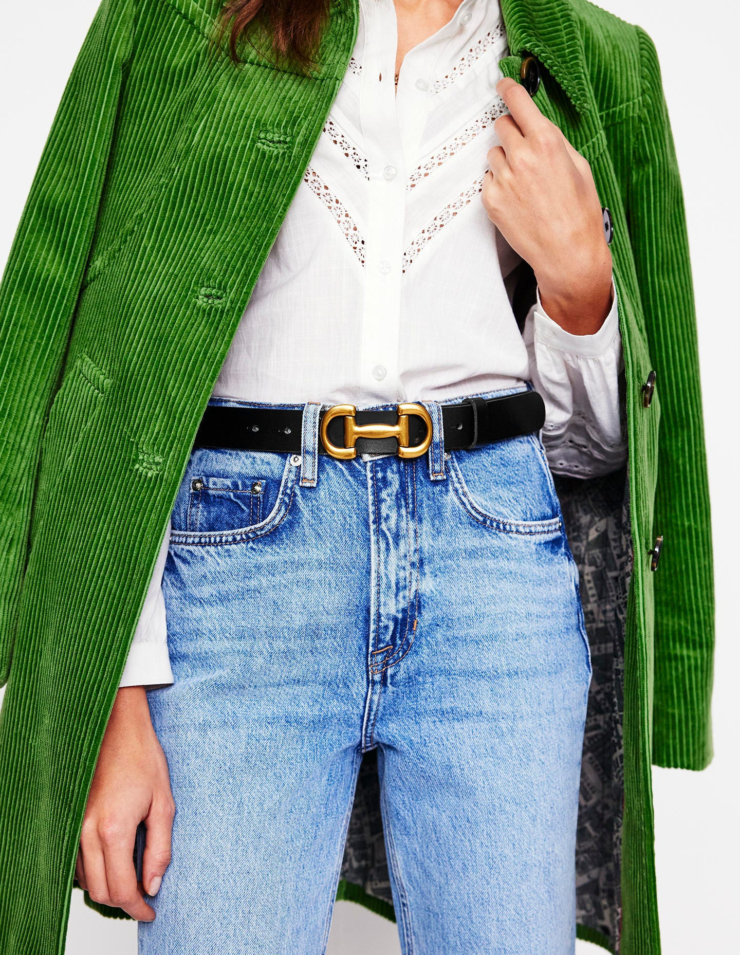 Iris Snaffle-Trim Leather Belt-Black | Boden (US)