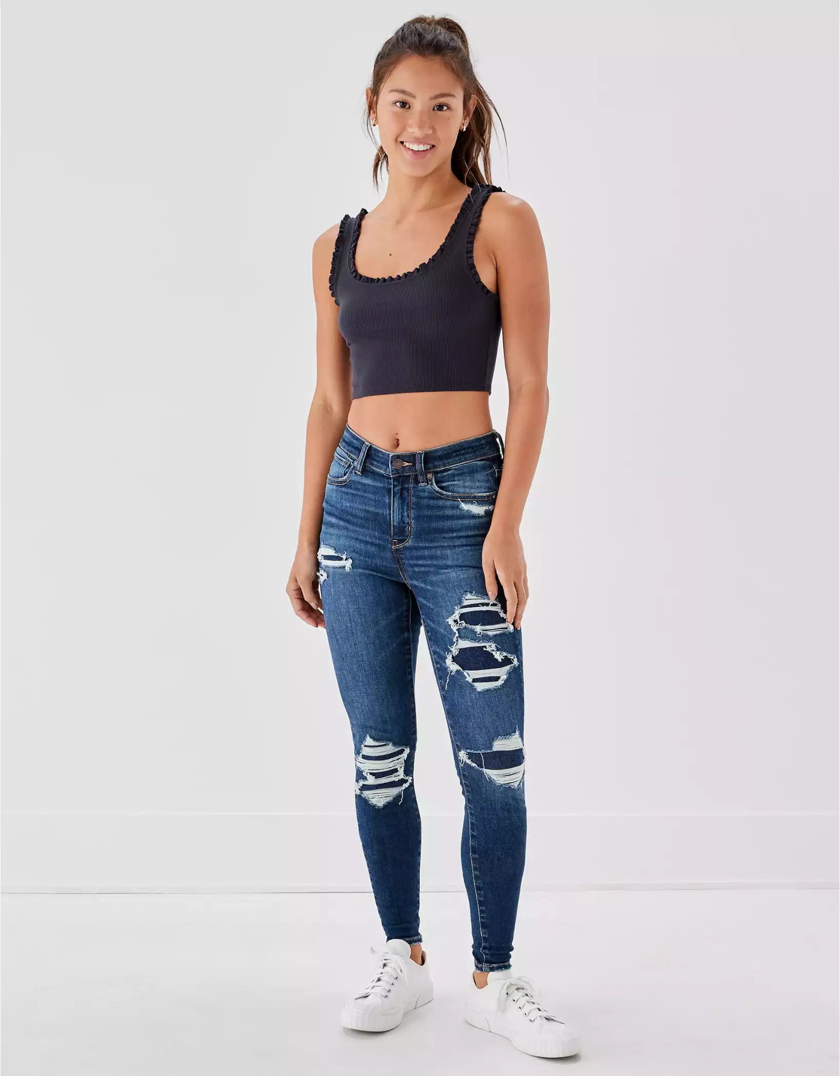 AE Ne(x)t Level Patched High V-Rise Jegging | American Eagle Outfitters (US & CA)