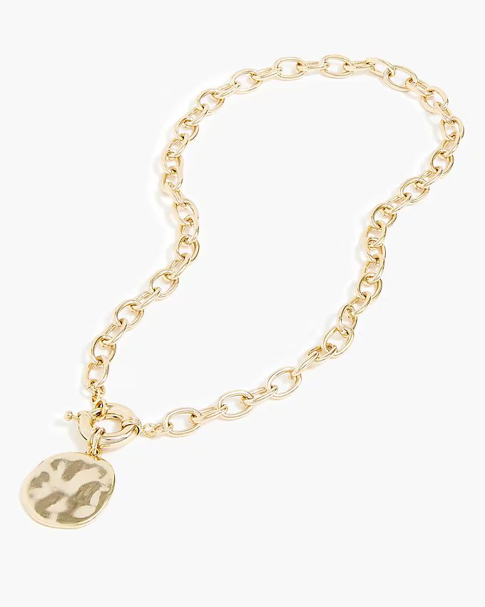Chain necklace with hammered pendant | J.Crew Factory