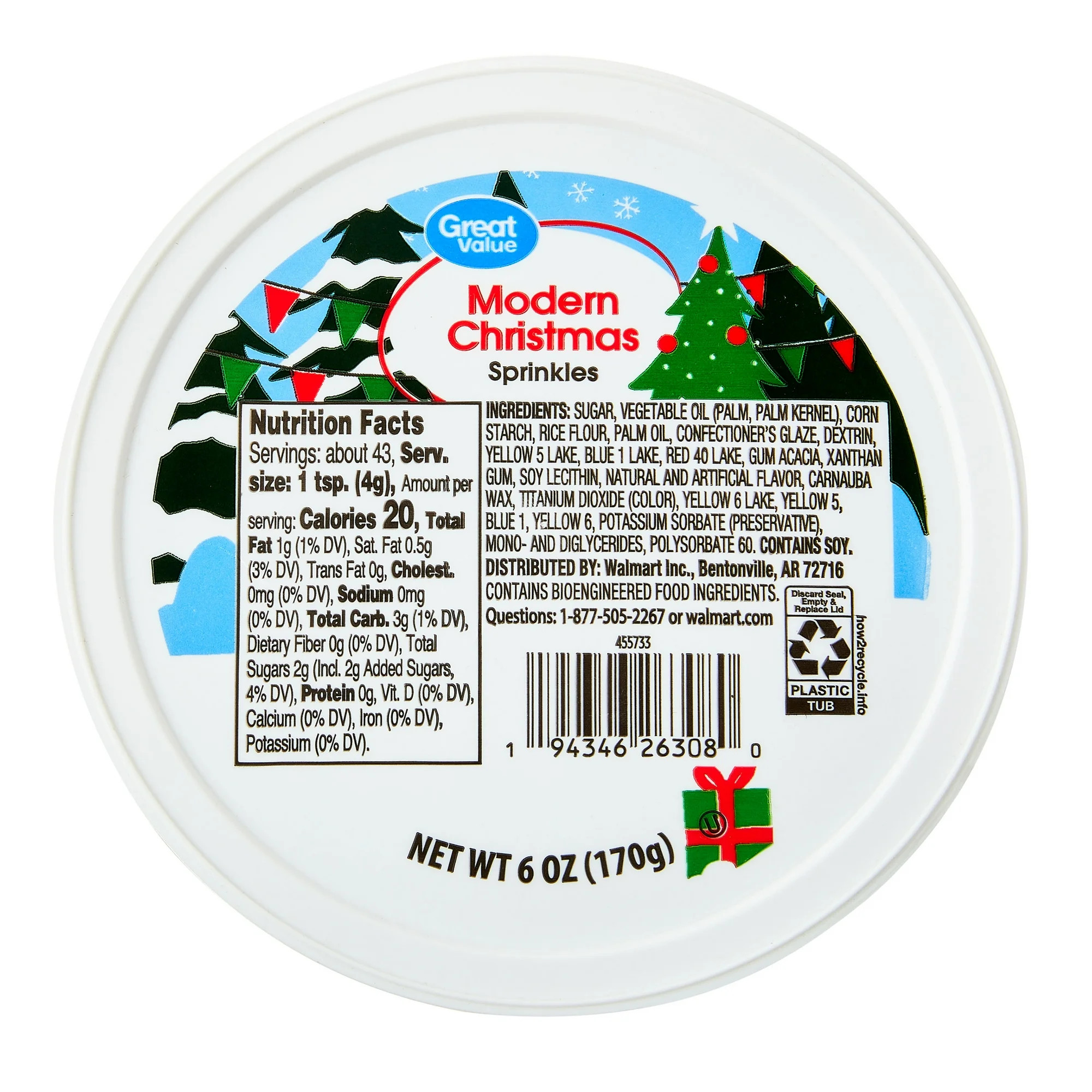 Great Value Modern Christmas Sprinkles, Multicolor, 6 oz | Walmart (US)
