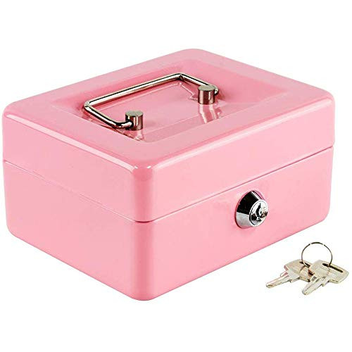 Kyodoled Cash Box with Money Tray,Small Safe Lock Box with Key,Cash Drawer,5.91"x 4.72"x 3.15" Pi... | Amazon (US)