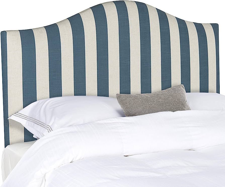 Safavieh Connie Navy and White Stripe Upholstered Camelback Headboard (Queen) | Amazon (US)