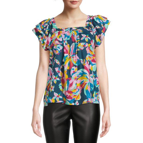 The Get Women's Pintuck Ruffle Top - Walmart.com | Walmart (US)