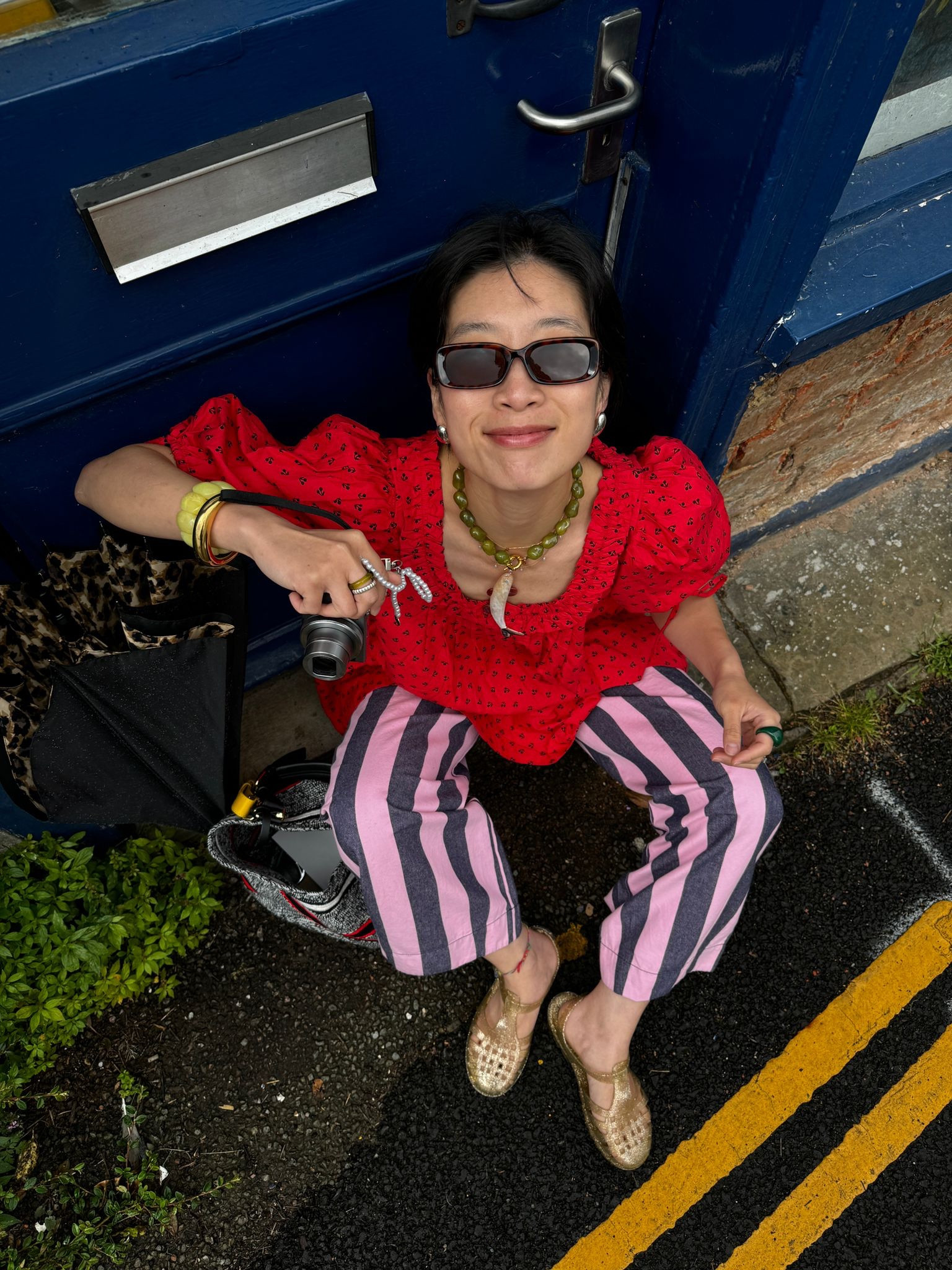 Damson madder, Melissa, Free people, Sezane, summer outfit, striped trousers, striped jeans, puff sleeve top, red blouse, jelly sandals, summer outfits, dopamine dressing

#LTKsummer #LTKeurope #LTKstyletip