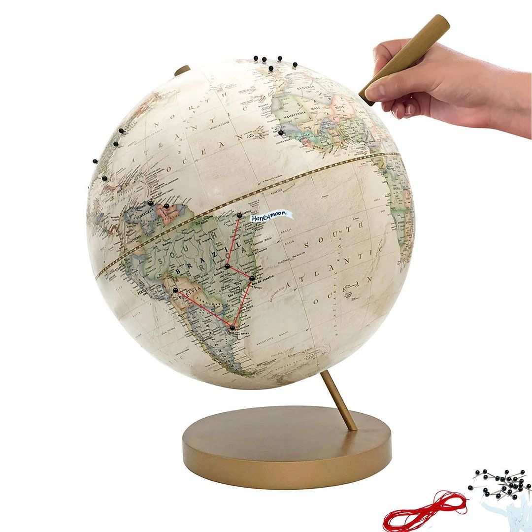 Push Pin Globe Ivory Travel Globe With Pins Custom Travel - Etsy | Etsy (US)
