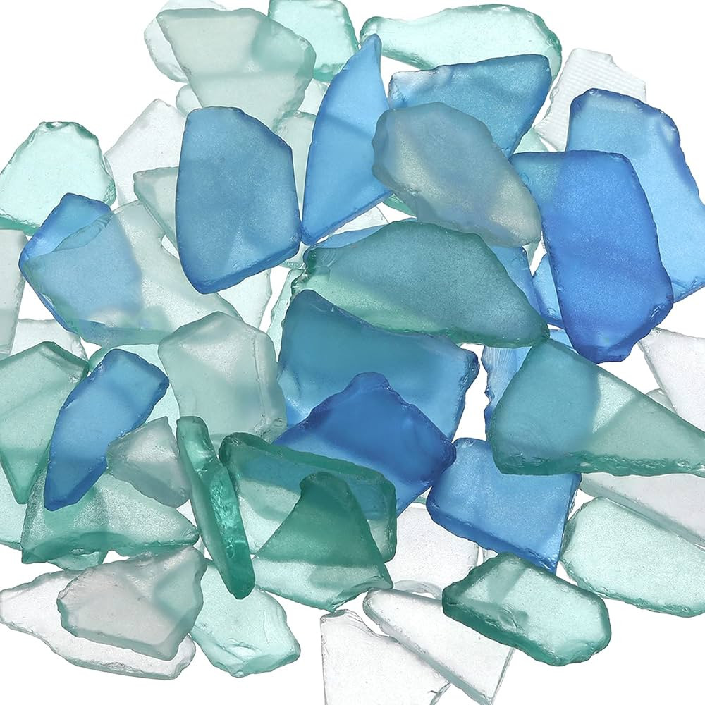 Sea Glass Pieces for Crafts, Weddings & Home Decor - Frosted Flat Glass in Blue, White & Green (1... | Amazon (US)