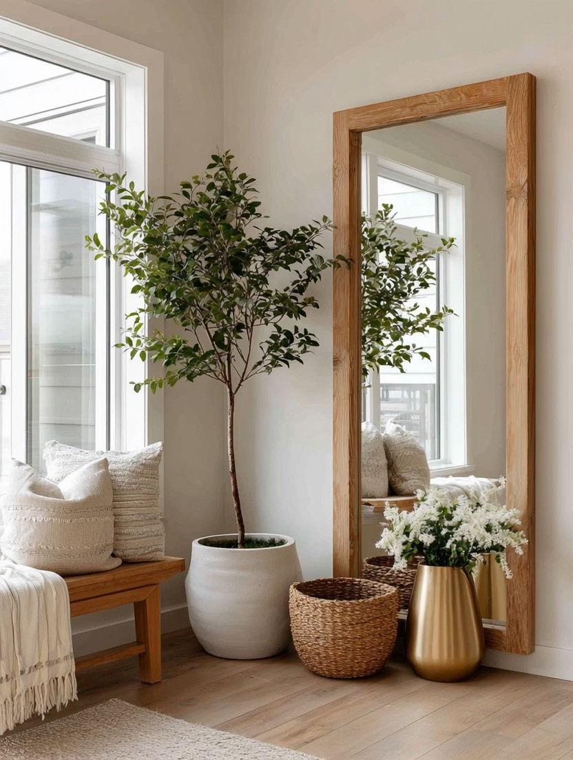 Mirrors do more than reflect a room. They expand it.

One of the easiest ways to make a space feel brighter, larger, and more inviting is with an oversized floor mirror. And when it's framed in natural wood, it does even more.

The wood brings warmth and grounding energy. The mirror reflects light, views, and beautiful moments throughout the day. Together, they create a piece that feels both functional and timeless.

We especially love floor mirrors because they don't require a renovation, a paint project, or a complete redesign. Simply leaning one against a wall can instantly transform an empty corner into a beautiful focal point.

Pair it with an indoor tree, a textured basket, or a simple bench, and the entire space begins to feel layered and intentional.

In Feng Shui, mirrors are often used to expand energy and invite more light into a space. In design, they create depth and openness.

Either way, they're one of the most powerful decorating tools you can own.

✨ Bigger mirror. More light. More space. More impact.

#FloorMirror #WoodMirror #HomeDecorIdeas #EntrywayDecor #BedroomDecor #NaturalHomeDecor #InteriorStyling #ElegantAndDriven 

 #LTKHome