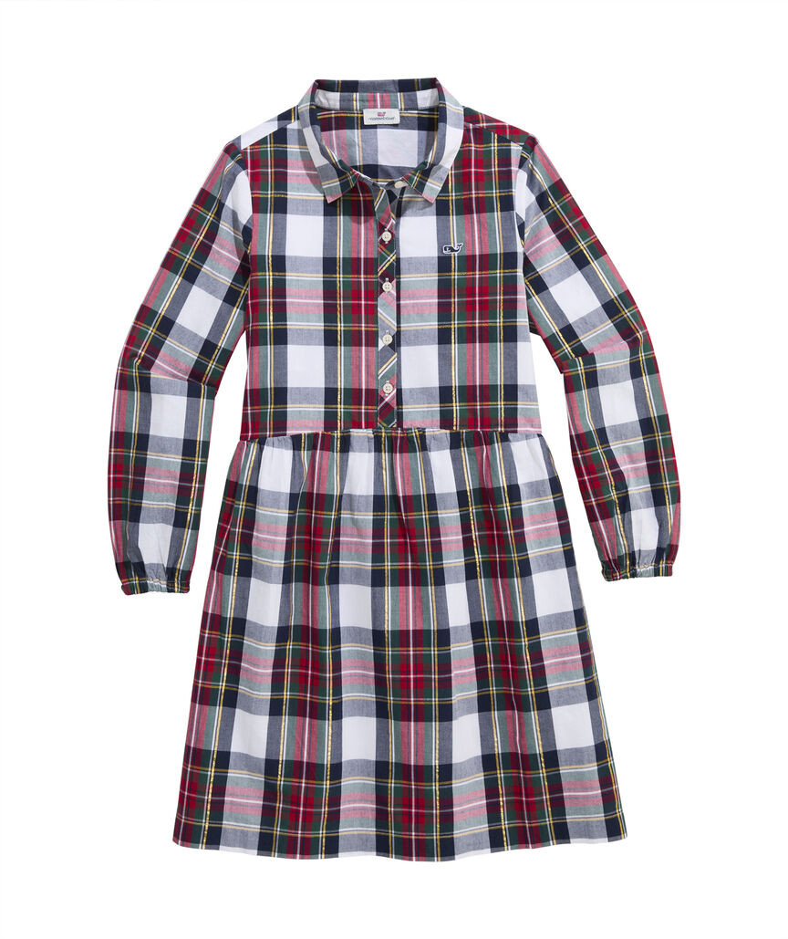 OUTLET Girls' Poplin Plaid Shirtdress | vineyard vines