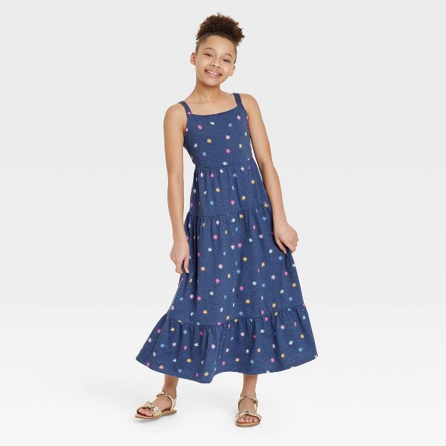 Girls' Tiered Knit Maxi Sleeveless Dress - Cat & Jack™ | Target