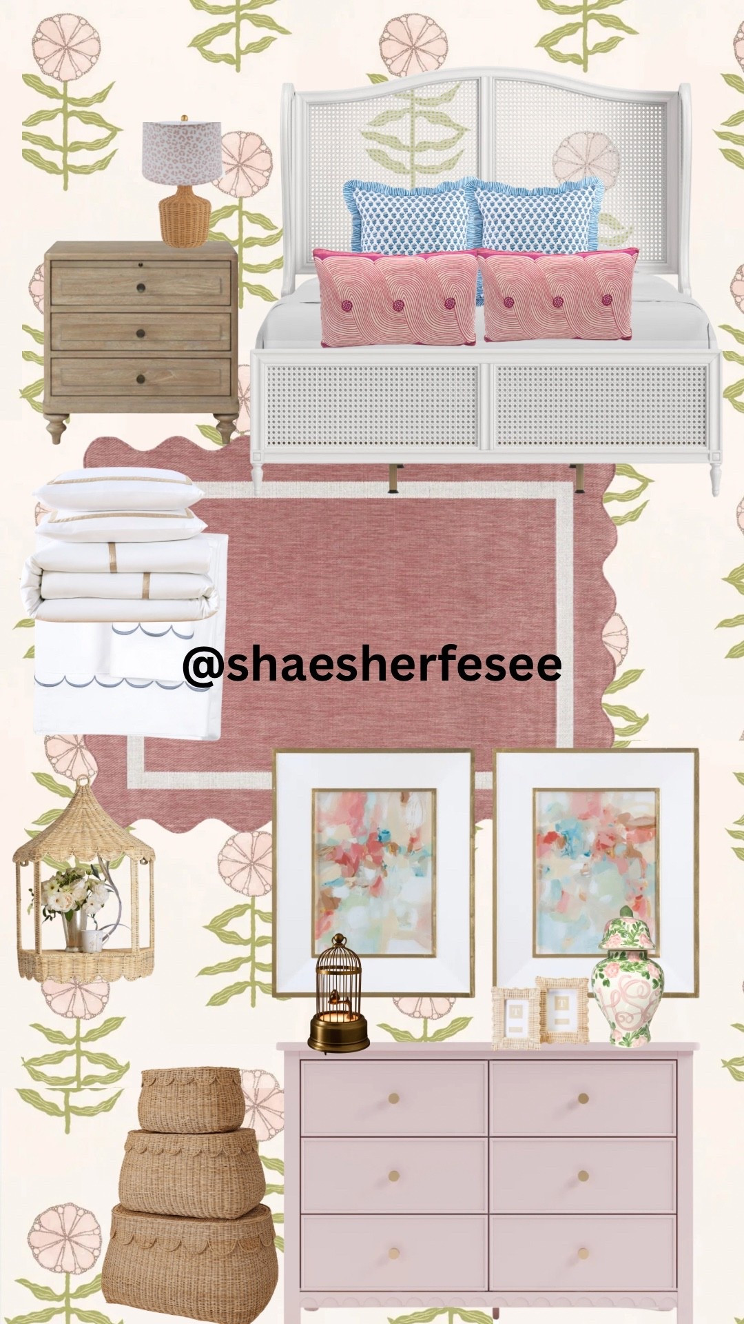 Whimsy, warmth, and a whole lot of charm 💕 A sweet space layered in scallops, soft pinks, playful prints, and woven textures—perfect for dreaming big and feeling right at home.

#LTKFindsUnder100 #LTKHome #LTKStyleTip
