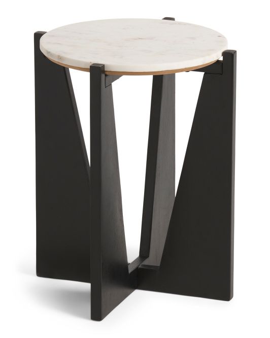 Wood And Marble Modern Side Table | TJ Maxx