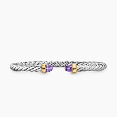 Cable Flex® Bracelet in Sterling Silver with 14K Yellow Gold and Lapis, 6mm | David Yurman