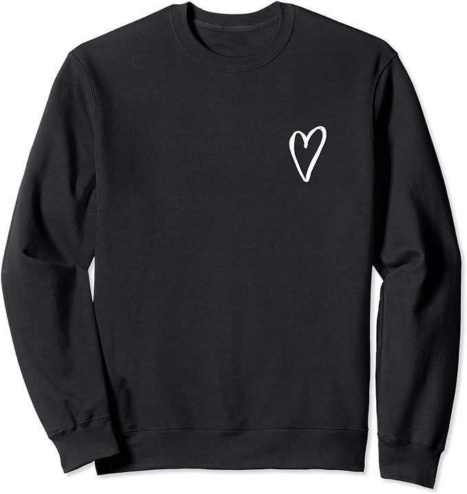 White Tiny Heart Pocket Valentine's Day Love Sweatshirt | Amazon (US)