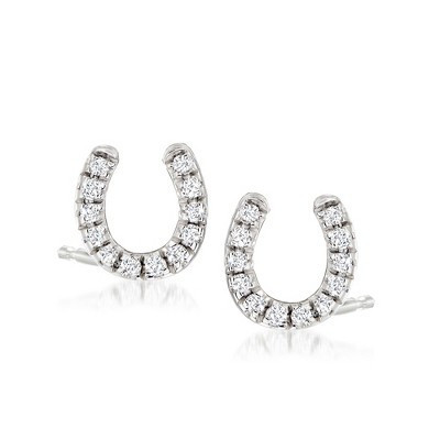 Pure Collection by Ross-Simons 0.10 ct. t.w. Diamond Horseshoe Stud Earrings in Sterling Silver | Target