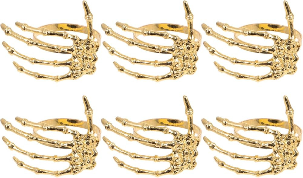 Hemoton 6pcs Halloween Napkin Rings Skeleton Hand Bones Metal Napkin Buckle Napkin Holders Hallow... | Amazon (US)