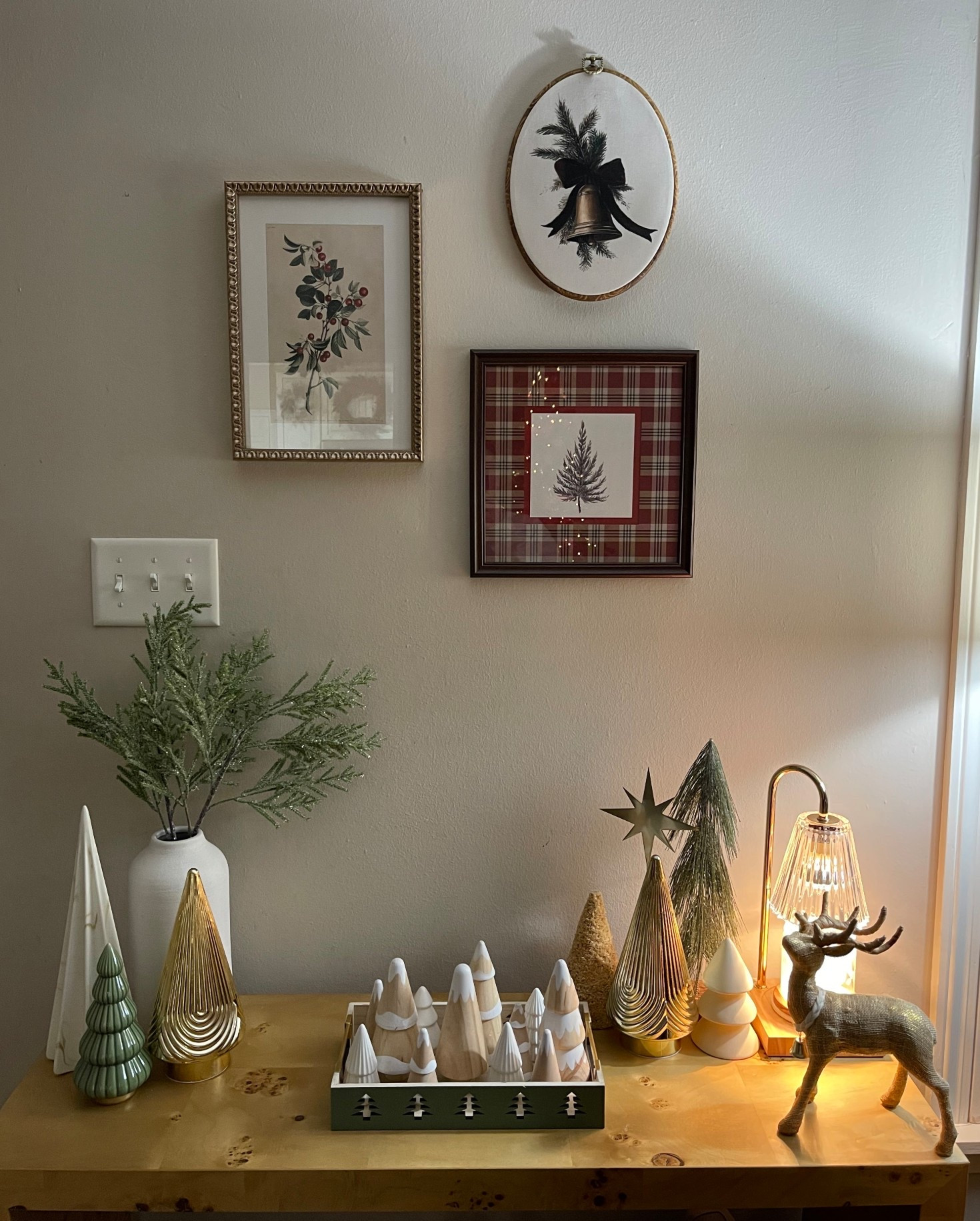 Entryway table, framed wall art, ceramic trees, white vase, table vase, artificial stems, candle warmer lamp, console table, foyer table, Christmas decor, command strips, Ogden 

#LTKHoliday #LTKFindsUnder50 #LTKHome