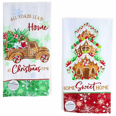 Kay Dee Designs 26.0 Inch Gingerbread House/Truck Kitchen Towel Set Candy Canes Peppermints Gum Drops Kitchen Towel | Target