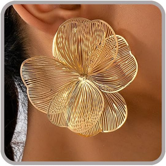 Gold Flower Earrings for Women Big Statement Earrings for Women Silver Black Red Hot Pink White L... | Amazon (US)