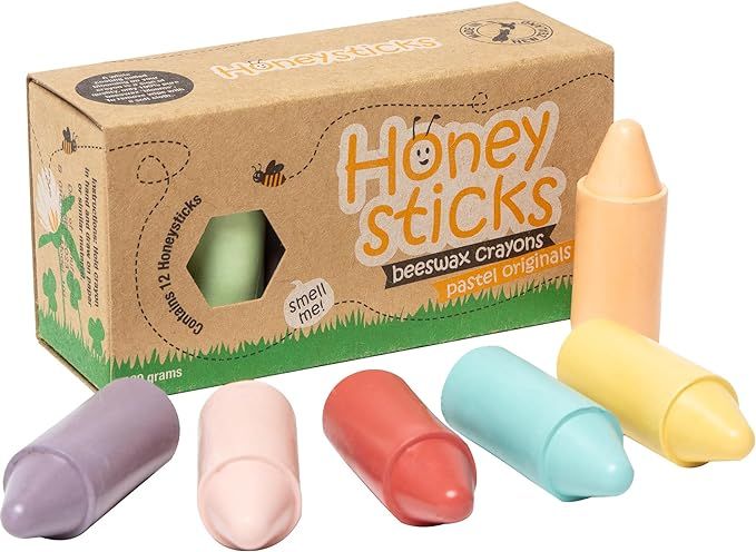 Honeysticks 100% Pure Beeswax Crayons (12 Pack) - Pastel Coloured, Non Toxic Crayons, Safe for Ba... | Amazon (US)