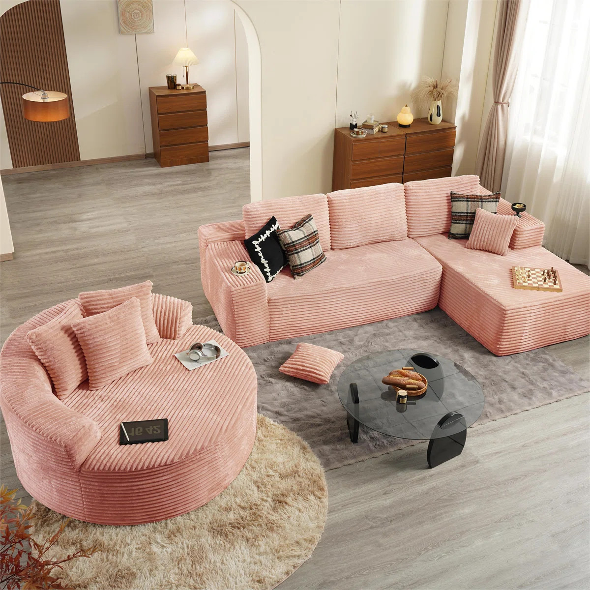 3-piece No-assembly Living Room Set, Modern Sectional Sofa With Loveseat And Chaise Lounge | Wayfair North America