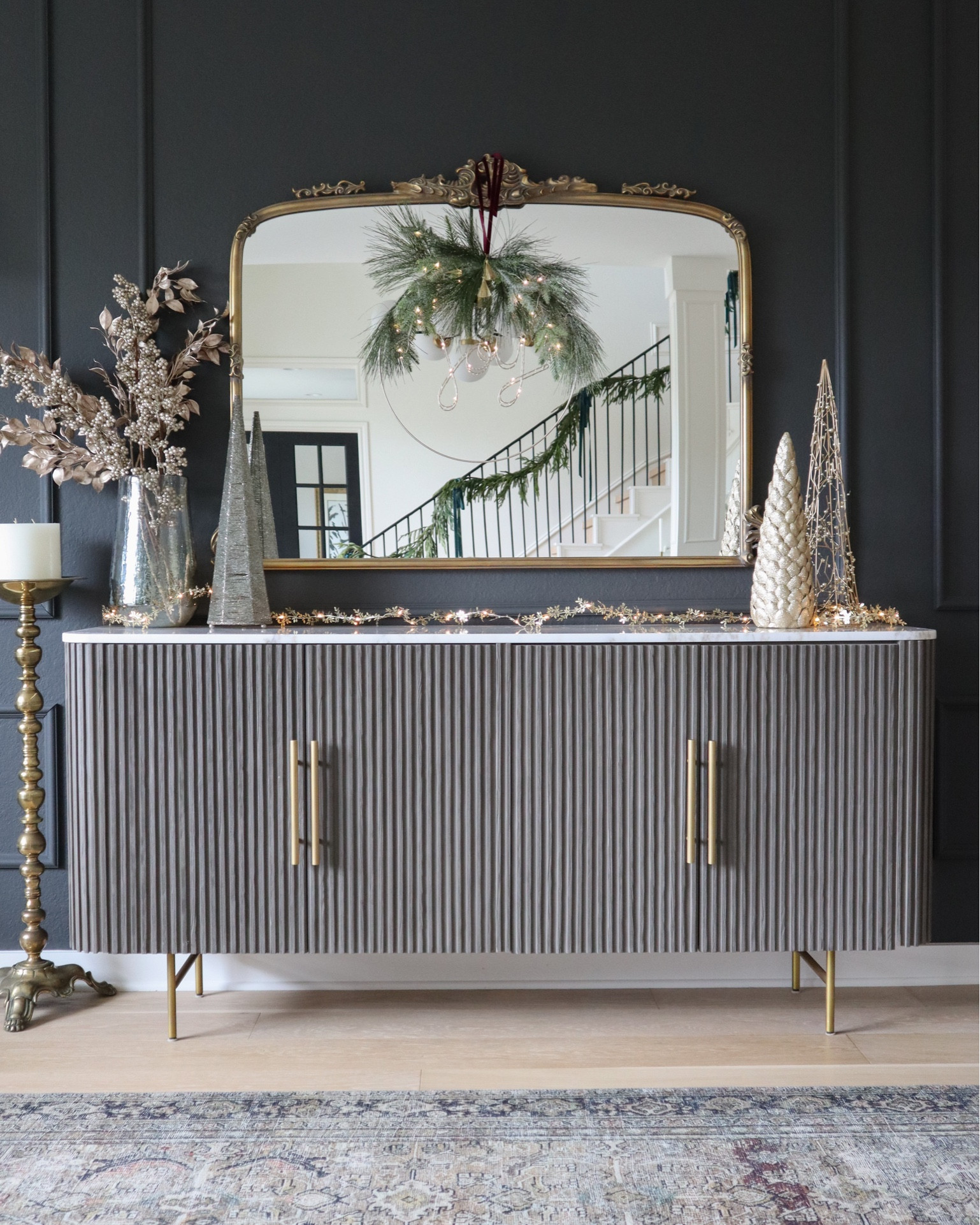Our Arhaus Finnley sideboard paired with the Amelie gold dresser mirror!

dining room buffet, credenza, holiday decor, Loloi Layla rug

#LTKhome #LTKHoliday #LTKstyletip
