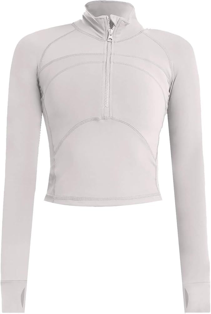 Vsaiddt Women's Athletic Half Zip Pullover Sweatshirt Workout Top Crop Quarter Zip Pullover Yoga ... | Amazon (US)