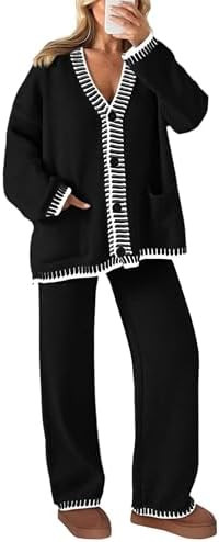 PRETTYGARDEN Lounge Sets for Women Fall 2025 Loungewear 2 Piece Outfits Cardigan Sweaters Track S... | Amazon (US)