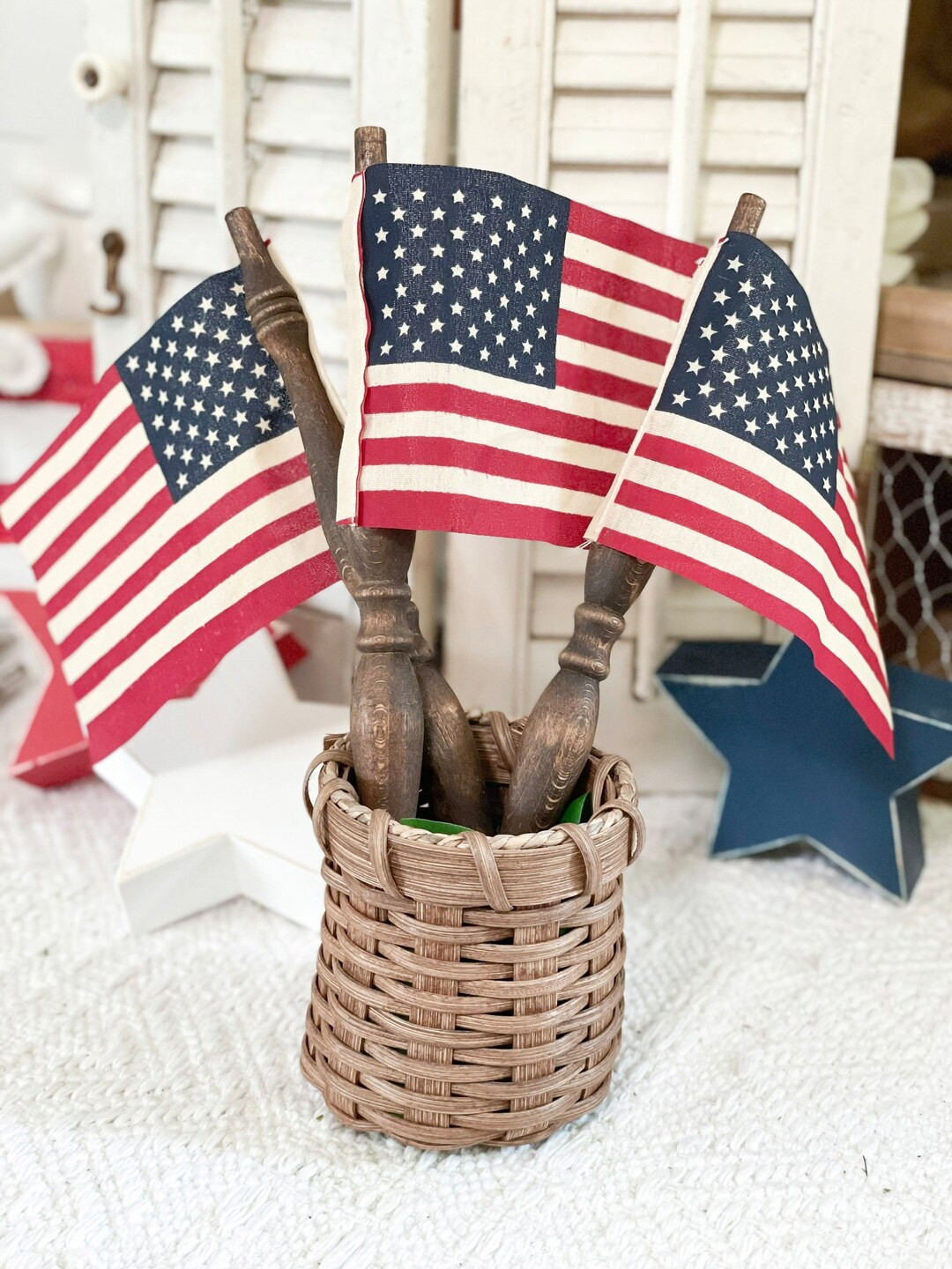 Spindle Flags, American Flag, Patriotic Decor, Vintage Spindles, Memorial Day, July Fourth, Vinta... | Etsy (Global)