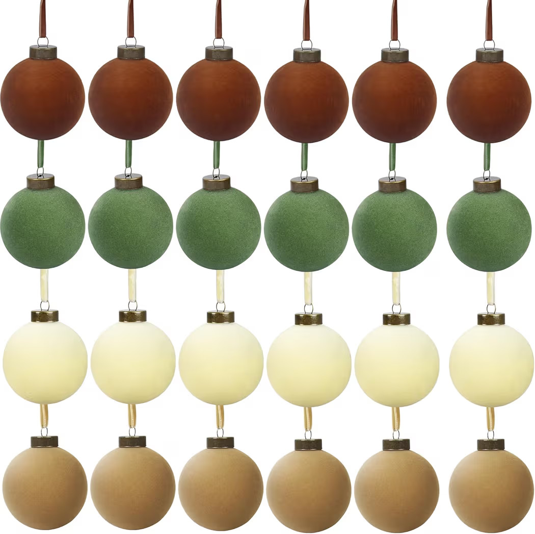 24 Pcs Velvet Christmas Balls Bulk Shatterproof Plastic Christmas Tree Decorations for Decorative... | Amazon (US)