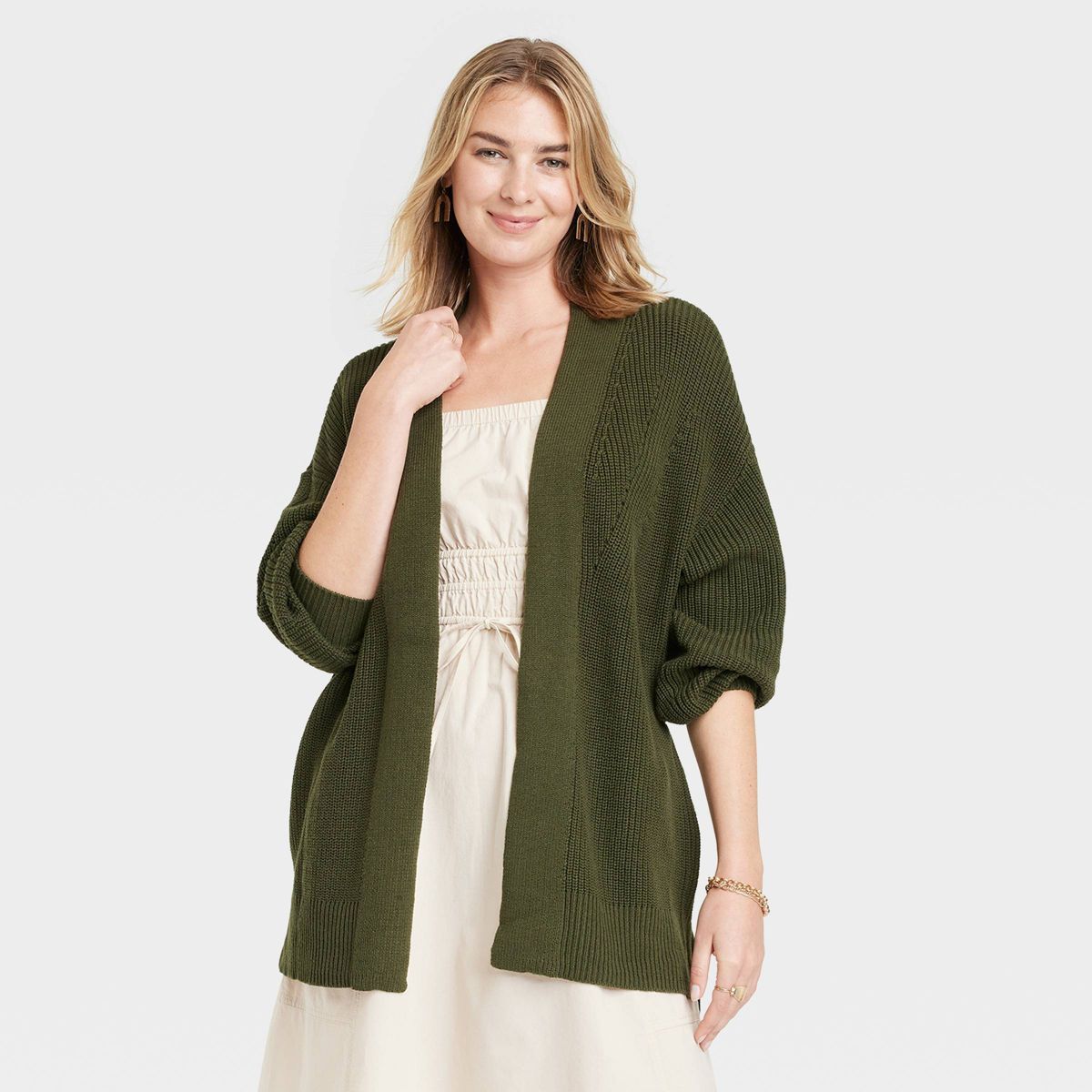 Women's Open-Front Cardigan - Universal Thread™ Green M | Target