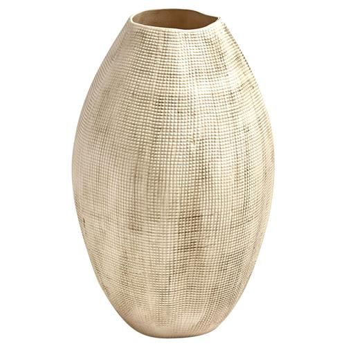 Studio A Home Sisal French Country Rustic White Ceramic Textured Vase | Kathy Kuo Home