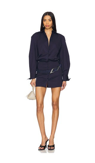 Long Sleeve Shirt Mini Dress in Navy Blue | Revolve Clothing (Global)