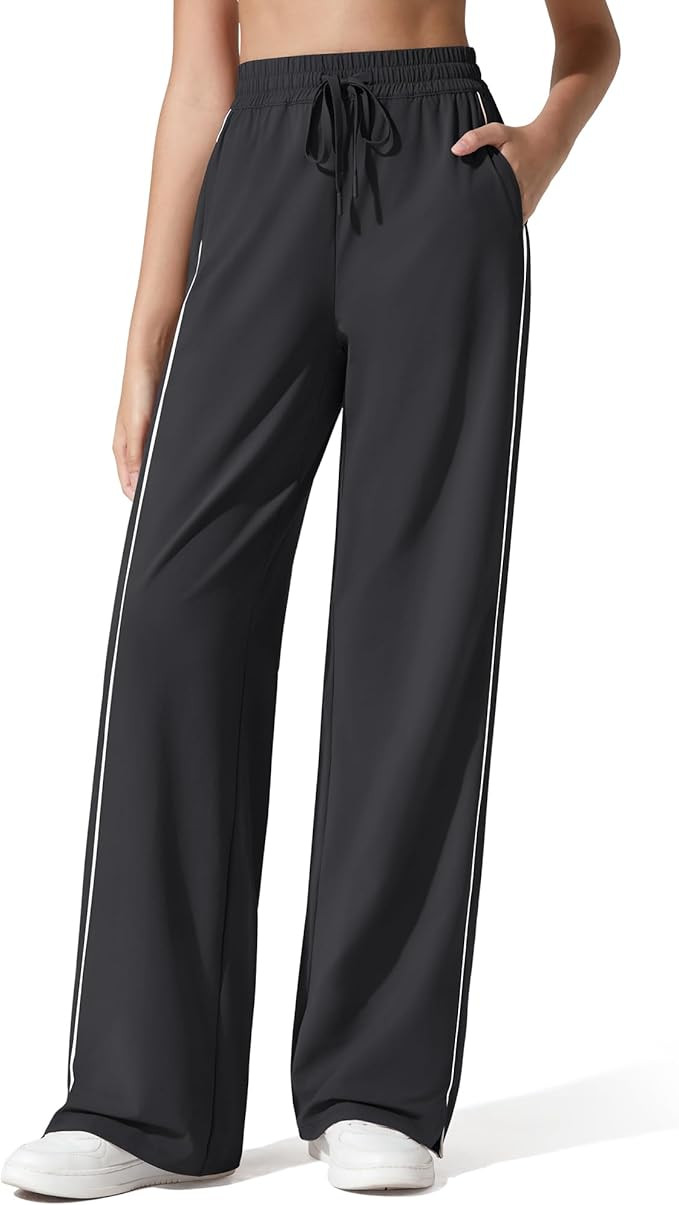 G4Free Strowen Womens Lightweight Track Pant with Pockets Wide Leg Jogging Sweatpants Drawstring ... | Amazon (US)